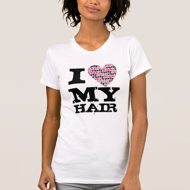 Jag älskar MITT hår - kinkycurlyheart T Shirt (Framsida)