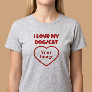 Jag älskar mitt husdjur/hund/katt-foto t shirt