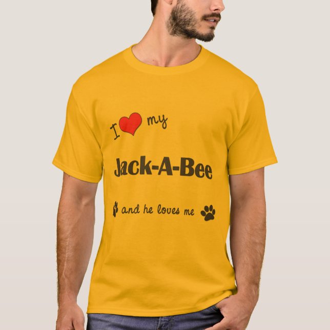 Jag älskar mitt Jack-EN-Bi (den Male hunden) T-shirt (Framsida)