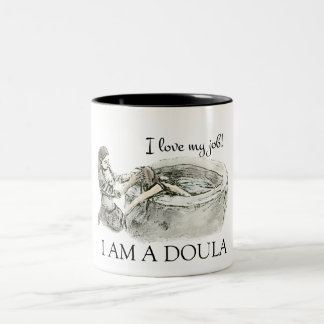 JAG ÄLSKAR MITT JOBB - doulamugg Två-Tonad Mugg