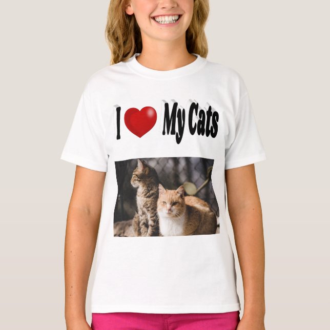 Jag älskar mitt kattfoto t shirt (Framsida)