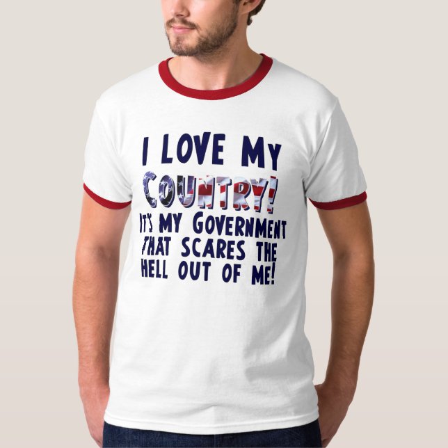 Jag älskar mitt land - Anti Obama Tee Shirt (Framsida)