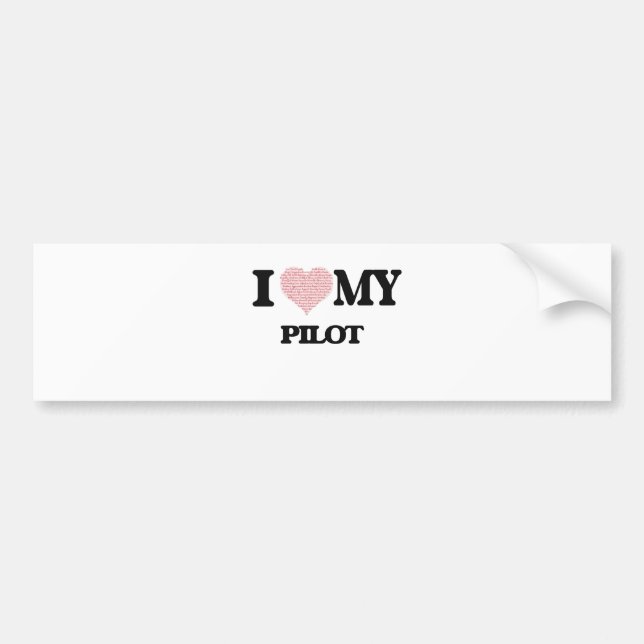 Jag älskar mitt pilot- (hjärta som göras från ord) bildekal (Framsidan)