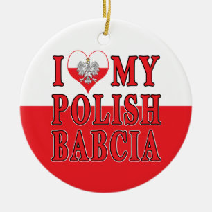 Jag älskar mitt polska Babcia Julgransprydnad Keramik