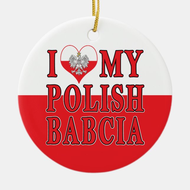 Jag älskar mitt polska Babcia Julgransprydnad Keramik (Framsidan)