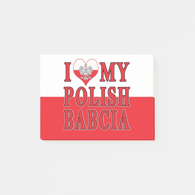 Jag älskar mitt polska Babcia Post-it Block (Framsida)