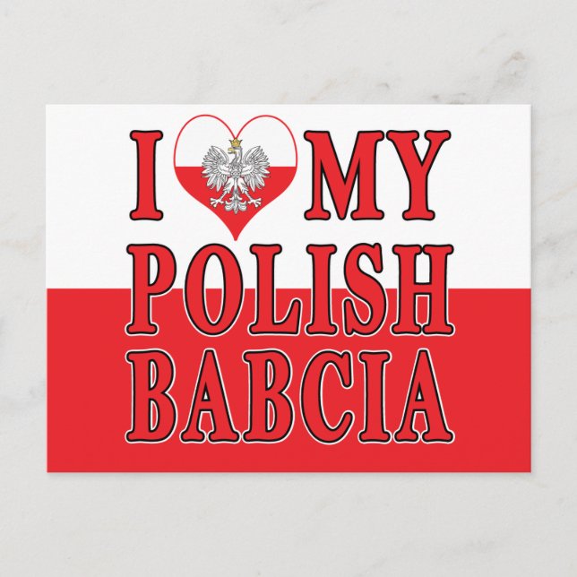 Jag älskar mitt polska Babcia Vykort (Framsida)
