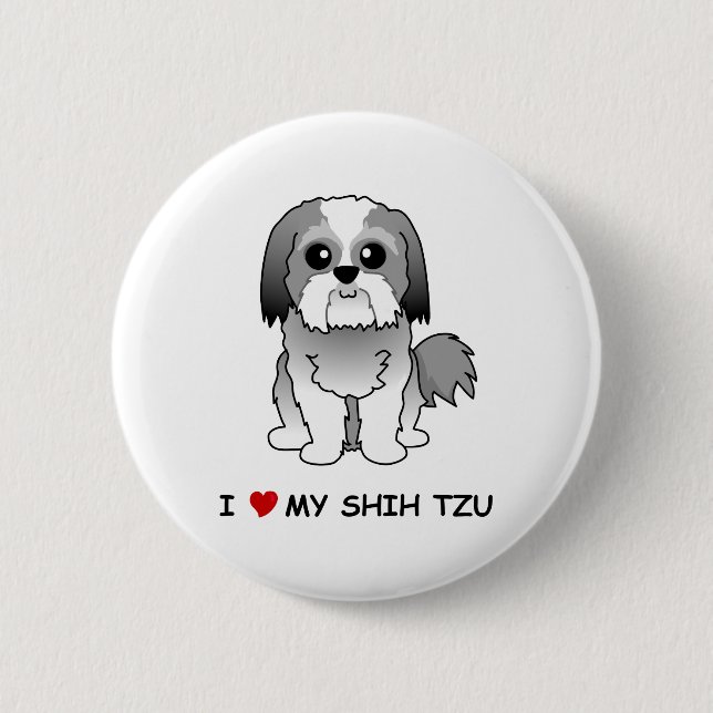 Jag älskar mitt Shih Tzu emblem Knapp (Framsida)
