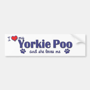 Jag älskar mitt Yorkie bajs (den kvinnliga hunden) Bildekal