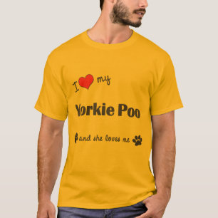 Jag älskar mitt Yorkie bajs (den kvinnliga hunden T Shirt