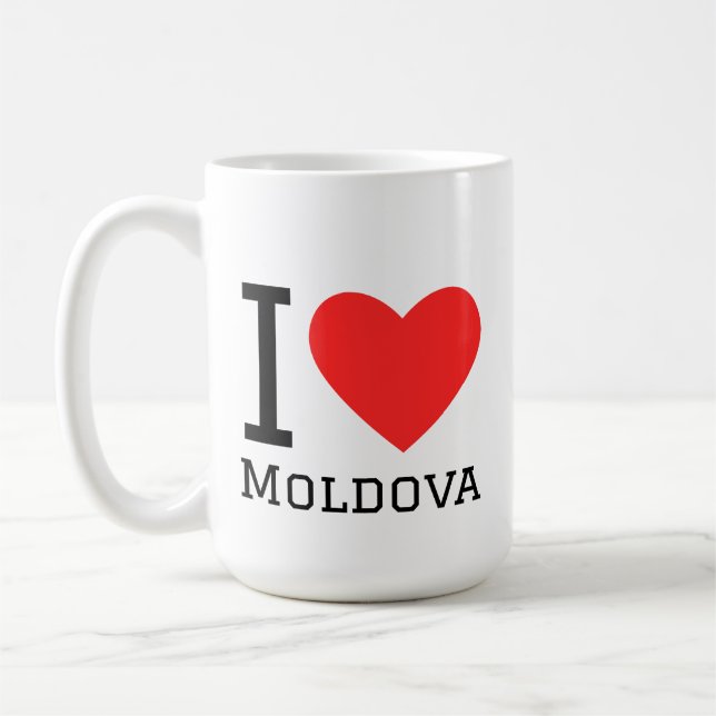 Jag älskar moldova fyrkantig dekal kaffemugg (Vänster)