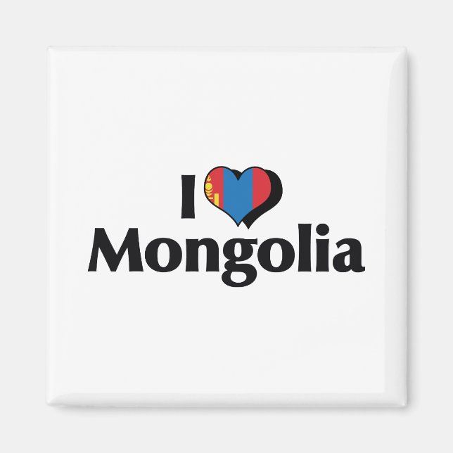 Jag älskar Mongoliet flagga Magnet (Framsidan)