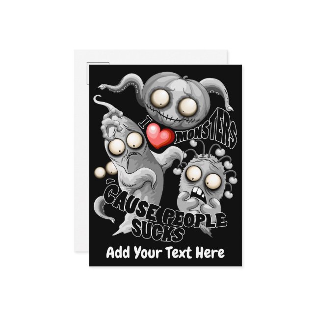 Jag älskar monster eftersom människor suger inbjudan vykort (Fram/Back In Situ)