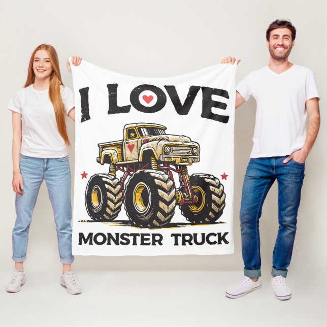 Jag älskar monstertruck fleecefilt (På plats)