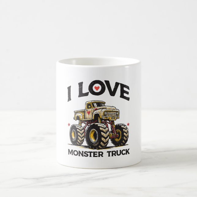 Jag älskar monstertruck kaffemugg (Center)