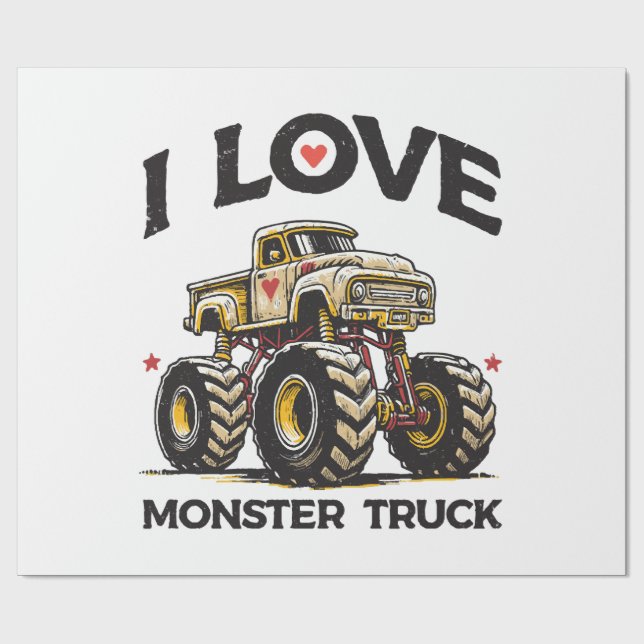 Jag älskar monstertruck presentpapper (Platt)