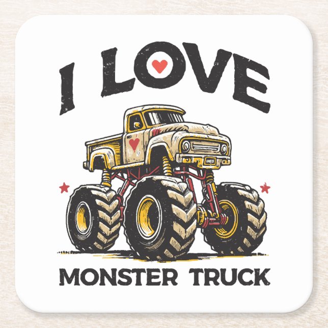 Jag älskar monstertruck underlägg papper kvadrat (Framsidan)