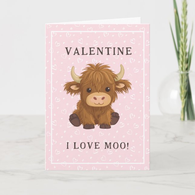 Jag älskar Moo Highland Ko Valentinskort Helgkort (Framsida)