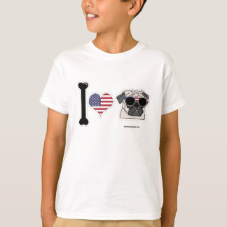 Jag älskar mops - patriotiska ungar tee shirt