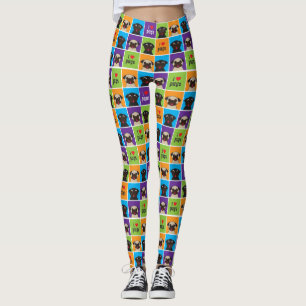 Jag älskar mops som färg kvadrerar lismar, och leggings