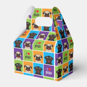 Jag älskar mops som färg kvadrerar partyet, gåvan presentaskar