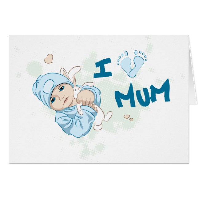 Jag älskar morsan - pojke hälsningskort (Framsidan Horizontal)