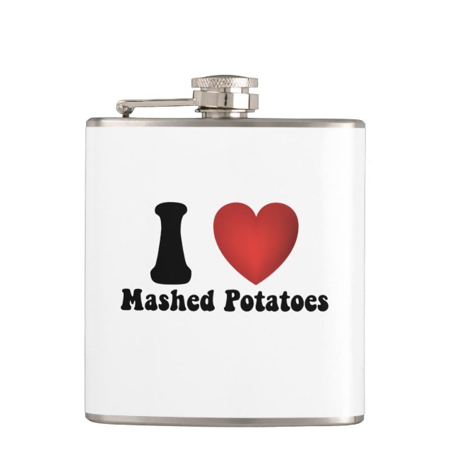 Jag älskar mosade potatis tackgavansmiddagspresent fickplunta (Framsidan)