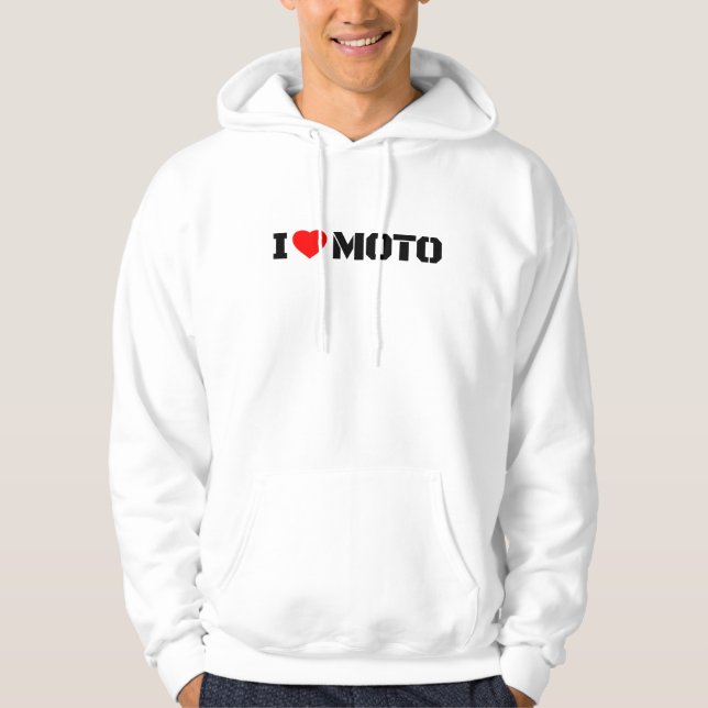 Jag älskar Moto Motorcykel Hoodie (Framsida)