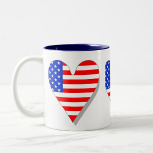 Jag älskar muggen för den Amerika hjärtaflagga Två-Tonad Mugg