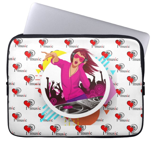 Jag älskar musik  laptop fodral (Framsidan)