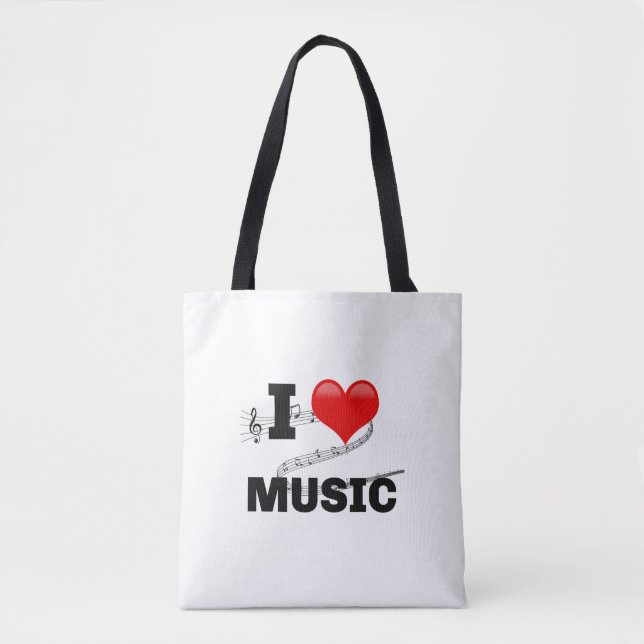 Jag älskar musik, populär design tygkasse (Framsida)