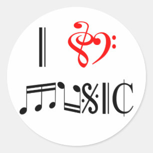 Jag älskar musik runt klistermärke