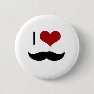 Jag älskar mustasch knapp