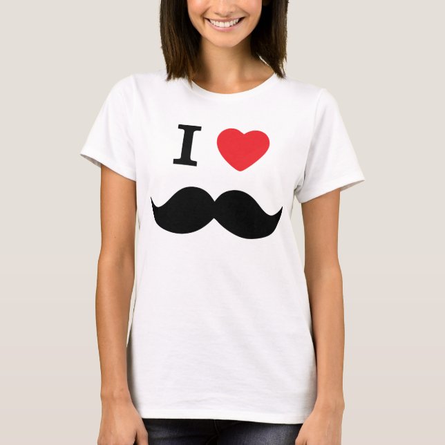 Jag älskar mustasch tee shirt (Framsida)