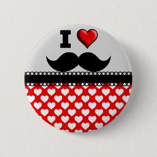 Jag älskar mustaschmoustachen Stache Knapp