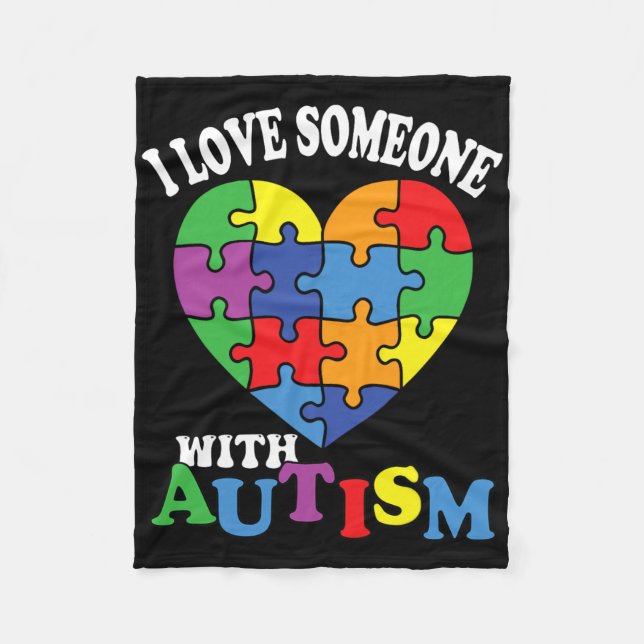 Jag älskar någon med autism 2  fleecefilt (Framsidan)