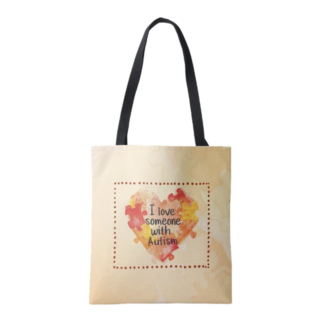 Jag älskar någon med Autism återanvändbar toteväsk Tygkasse (I love someone with Autism reusable tote bag)