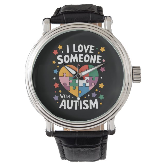 Jag älskar någon med autism Autism Acceptans Armbandsur (Framsida)