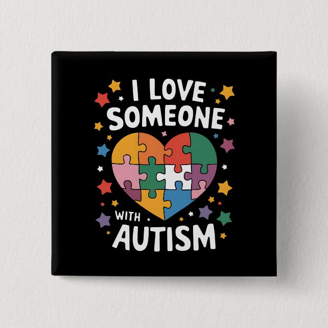 Jag älskar någon med autism Autism Acceptans Knapp (Framsida)