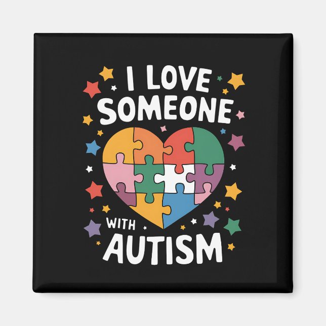 Jag älskar någon med autism Autism Acceptans Magnet (Framsidan)