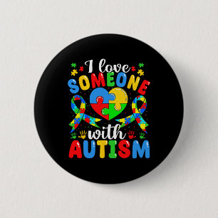 Jag älskar någon med Autism Medvetenhet Hjärtpusse Knapp