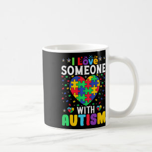 Jag älskar någon med autism medvetenhet män kvinno kaffemugg