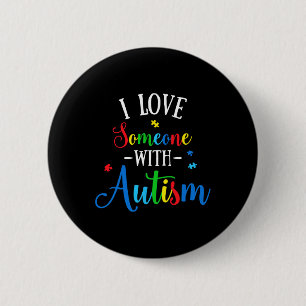 Jag älskar någon med autism medvetenhet män kvinno knapp