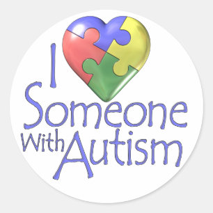 Jag älskar någon med Autism Runt Klistermärke