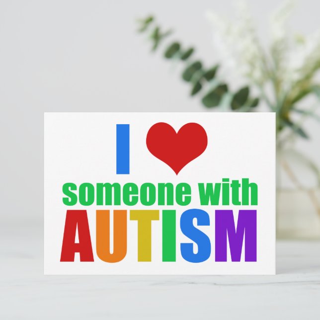 Jag älskar någon med autism Vacker regnbåge-kort (Stående Fram)