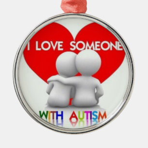 Jag älskar någon med Autismhelgdagprydnaden Julgransprydnad Metall