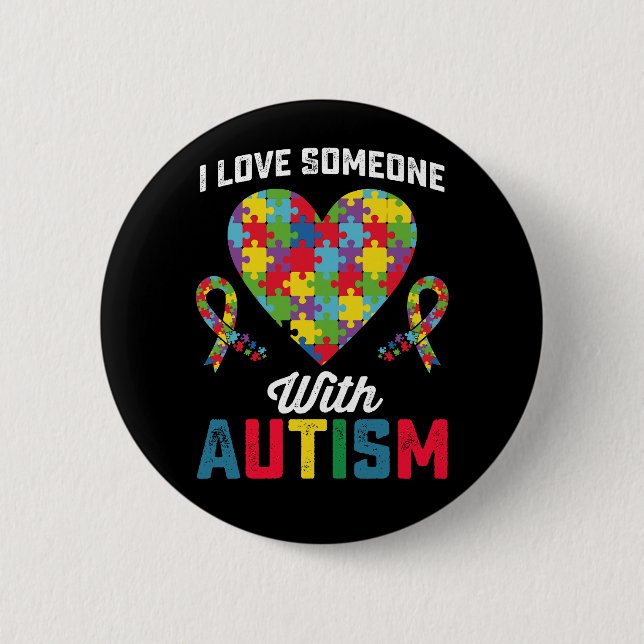 Jag älskar någon med autismmedvetenhet knapp (Framsida)