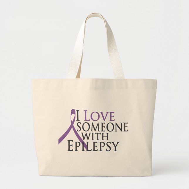 jag älskar någon med epilepsi jumbo tygkasse (Framsidan)