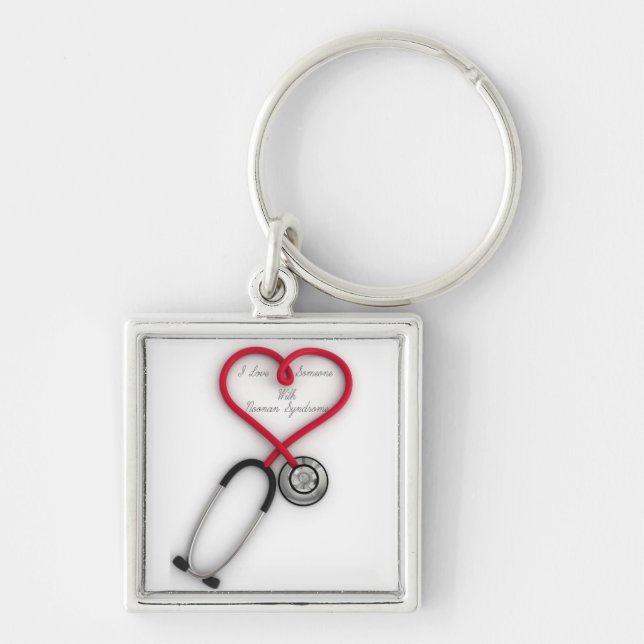 Jag älskar någon med Noonan syndromkeychain Fyrkantig Silverfärgad Nyckelring (Framsidan)