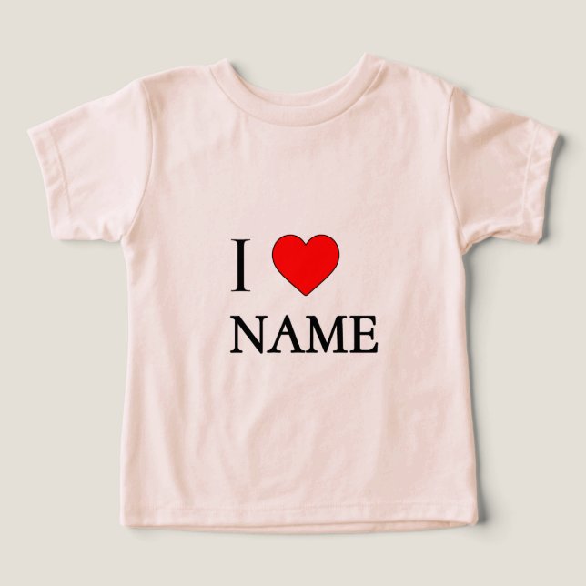 Jag älskar namn (anpassningsbart) t shirt (Design Framsida)